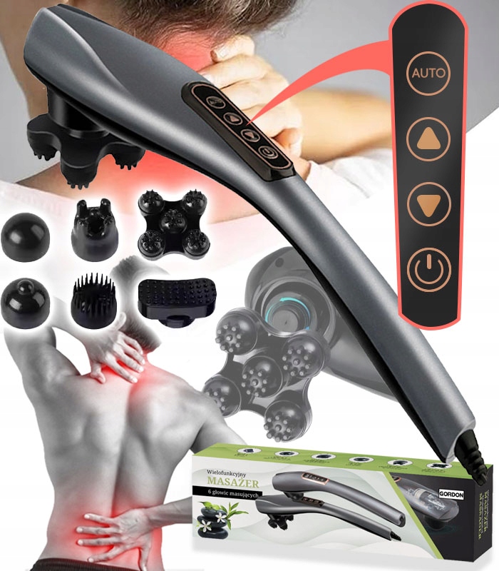 Masażer Wielofunkcyjny Ręczny Elektryczny Wibracyjny Głęboki Masaż 6 Głowic