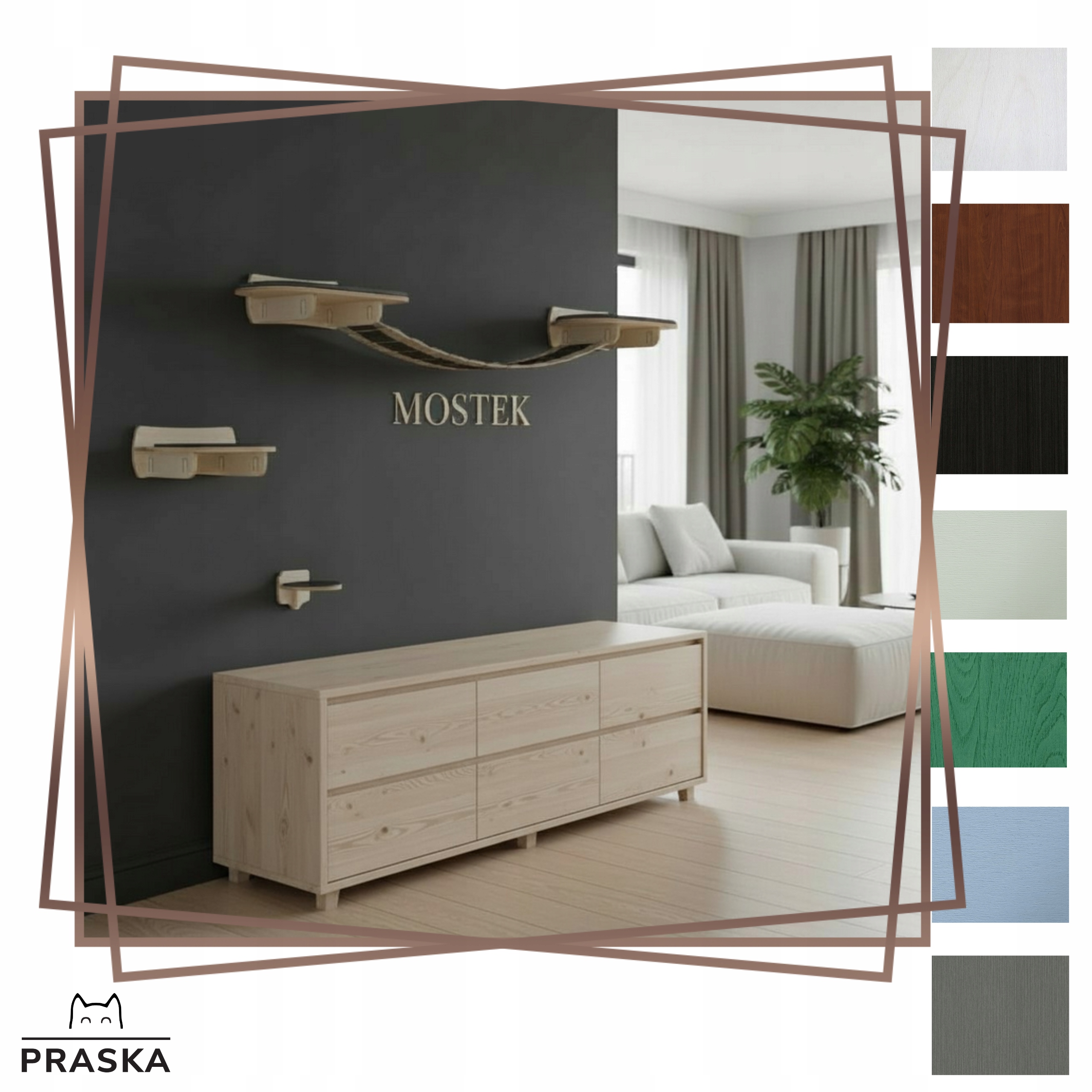 Levně Praska Lanový mostek pro kočky Lanový park 48,5 cm 20 cm lana Barvy Premium