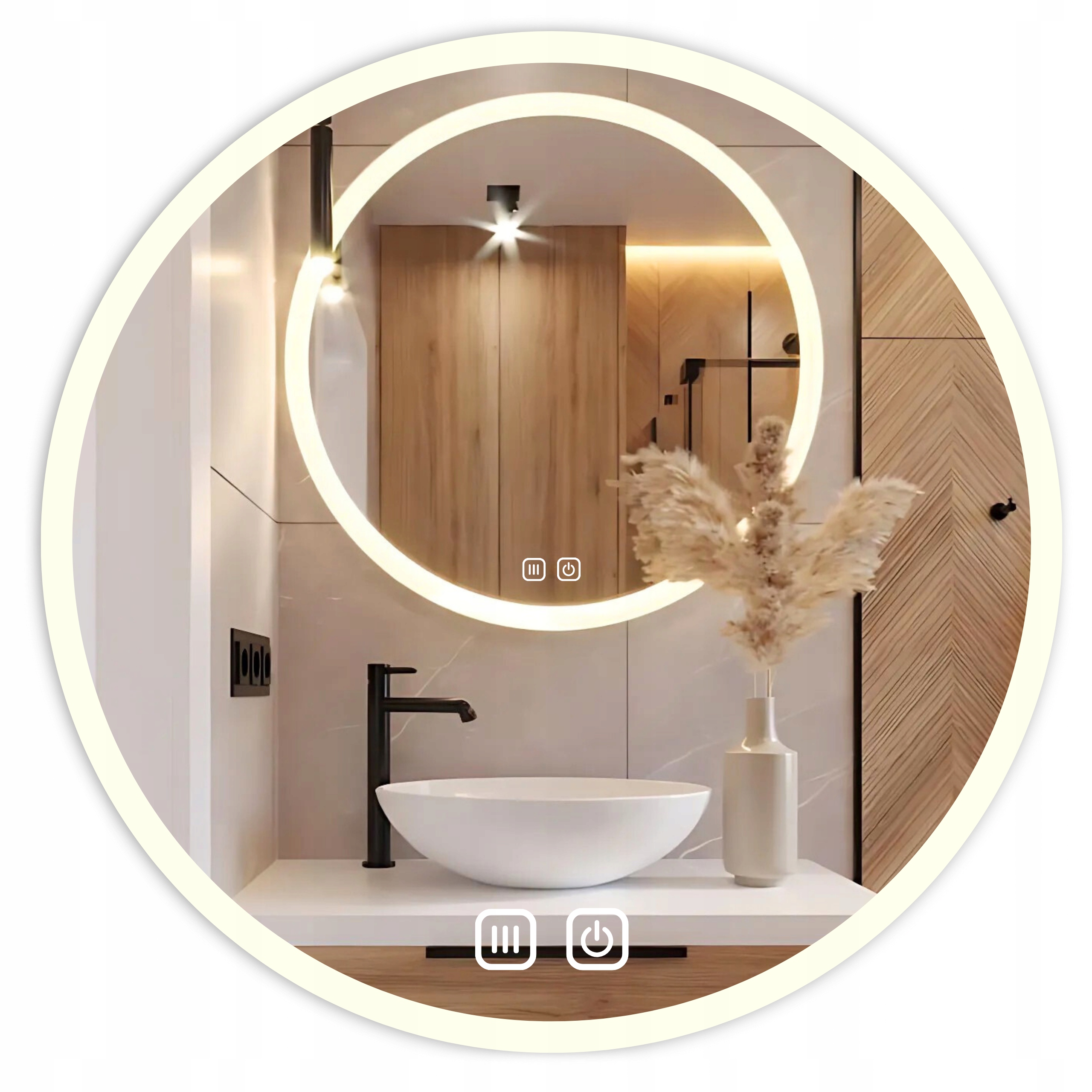 Zrcadlo 80 CM, Kulaté, Podsvícené, Dotykové, Bez Páry, 3 Barvy