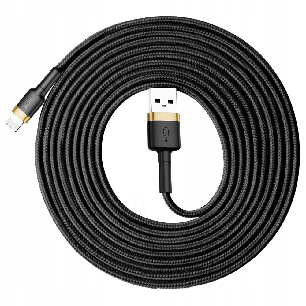 Wytrzymały nylonowy kabel przewód Usb Iphone Lightning QC3.0 2A 3M czarno-z
