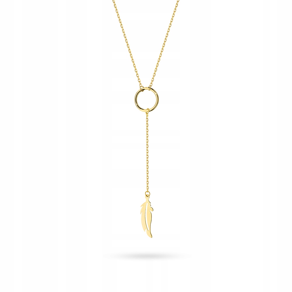 

Złoty Naszyjnik pr. 585 Krawatka z Piórkiem 14k