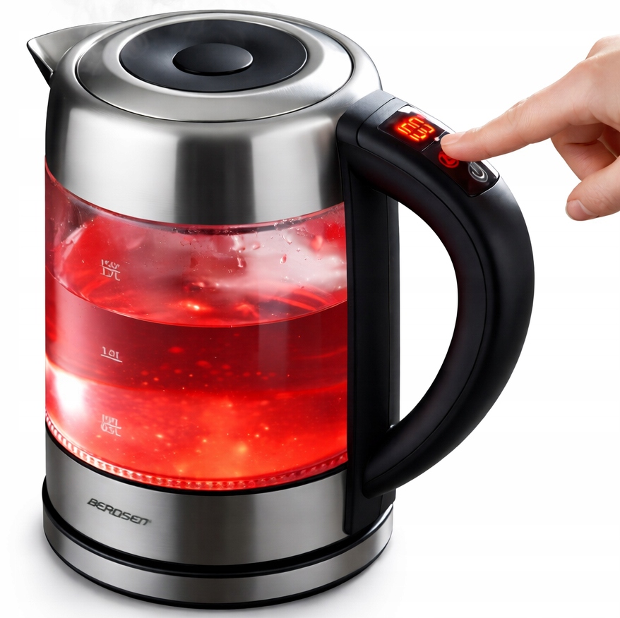 Skleněná Rychlovarná Konvice 1,7L 2200W Nastavení Teploty 60–100°C Udržování Teploty