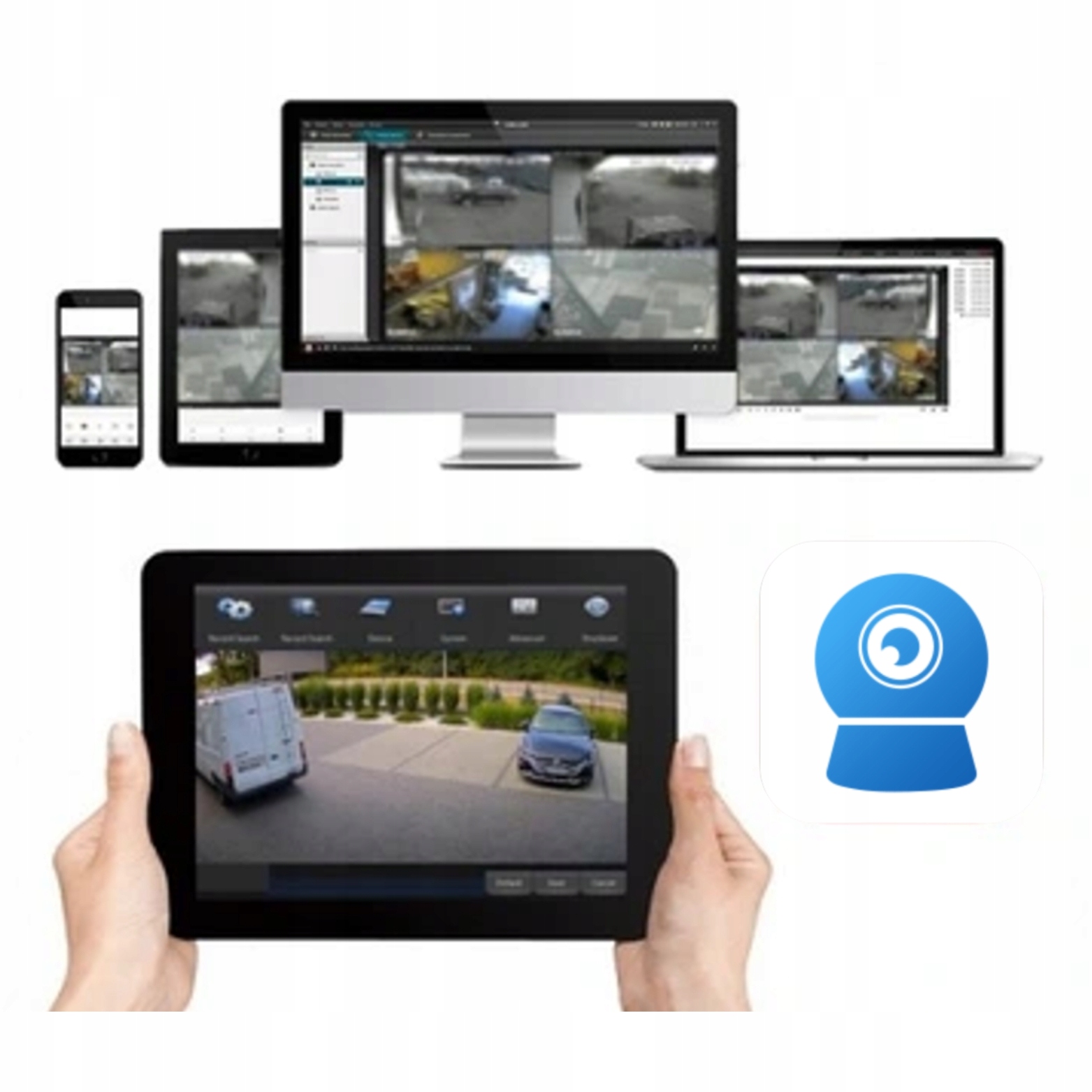 ZESTAW KAMER WIFI 2 KAMERY 5Mpx DO MONITORINGU DOMU TUBA BEZPRZEWODOWA DVS Liczba obsługiwanych kamer 8