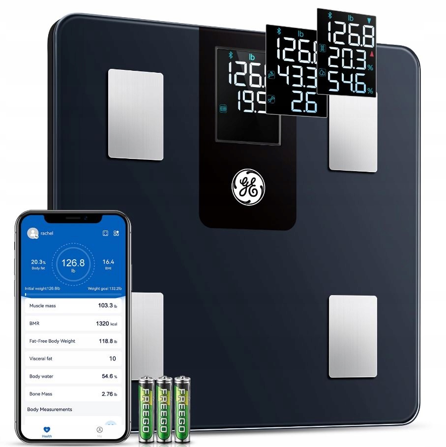 GE Waga Łazienkowa Cyfrowa Analiza Ciała Bluetooth Aplikacja 220 kg — miniatura 7