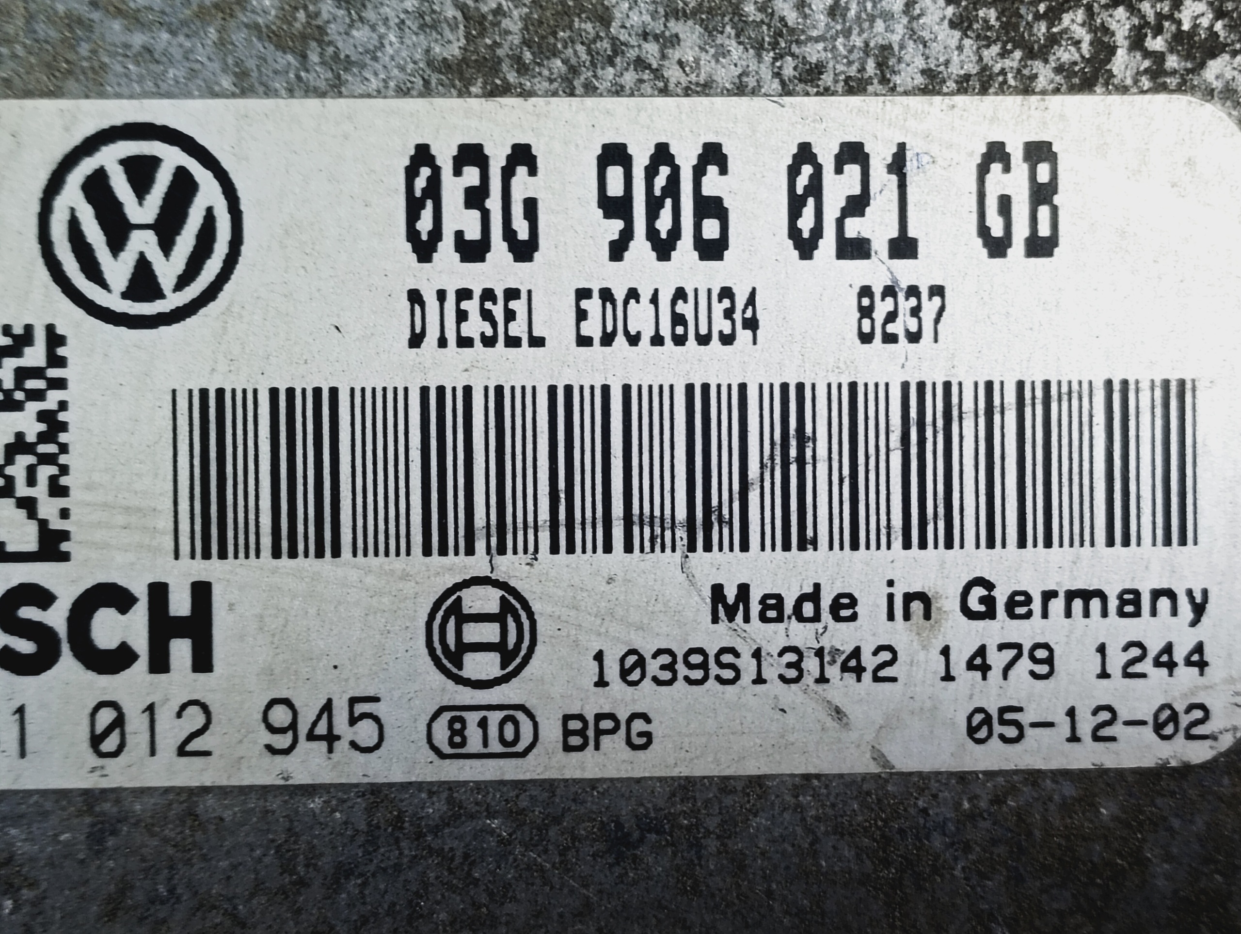 computer control unit of the engine OE 03G906021GB VW TOURAN 1 and 04-07
