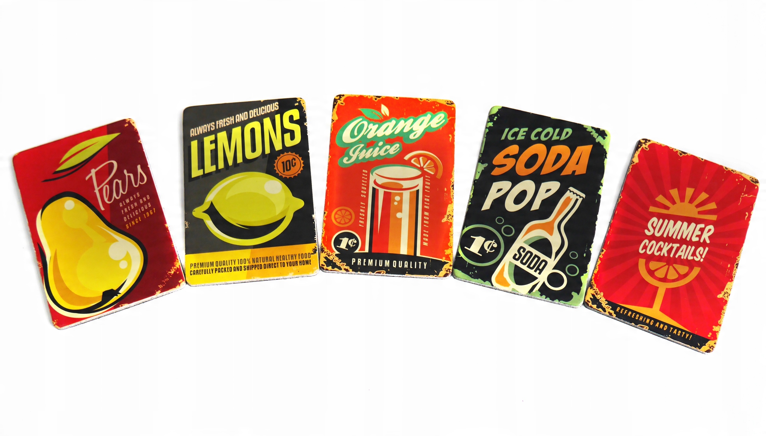 

Magnesy na lodówkę ozdobne Vintage Retro 5 sztuk
