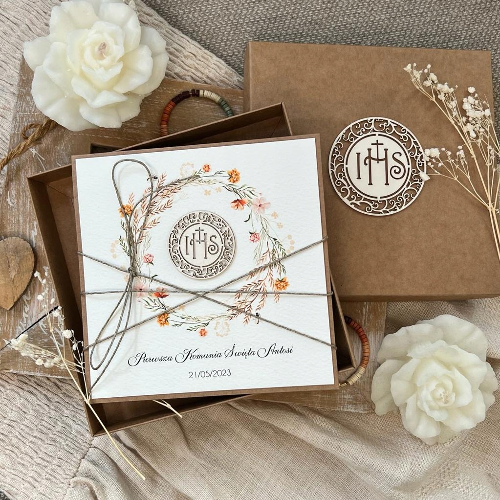 Společenská pohlednice na svaté přijímání se jménem kmotry