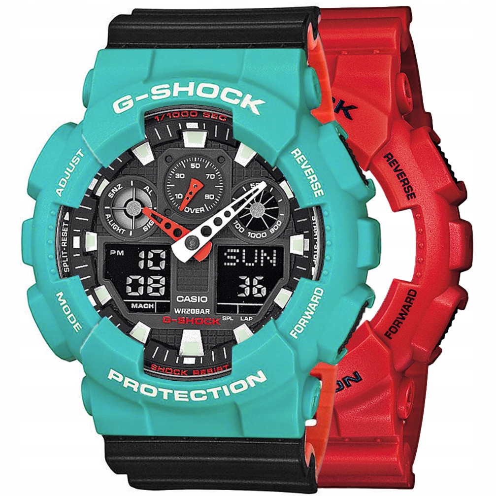Sada G-shock GA-100B-4AER Zelená Černá, Červená
