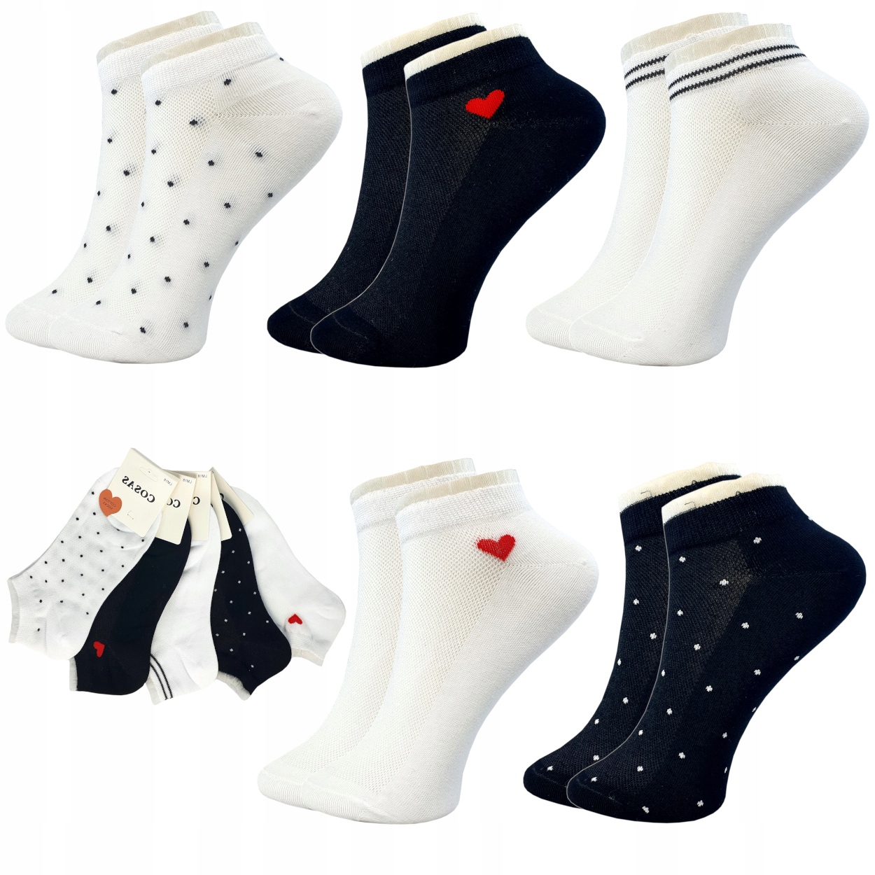 

5PAR Stopki Damskie Kolorowe Bawełna Premium Socks