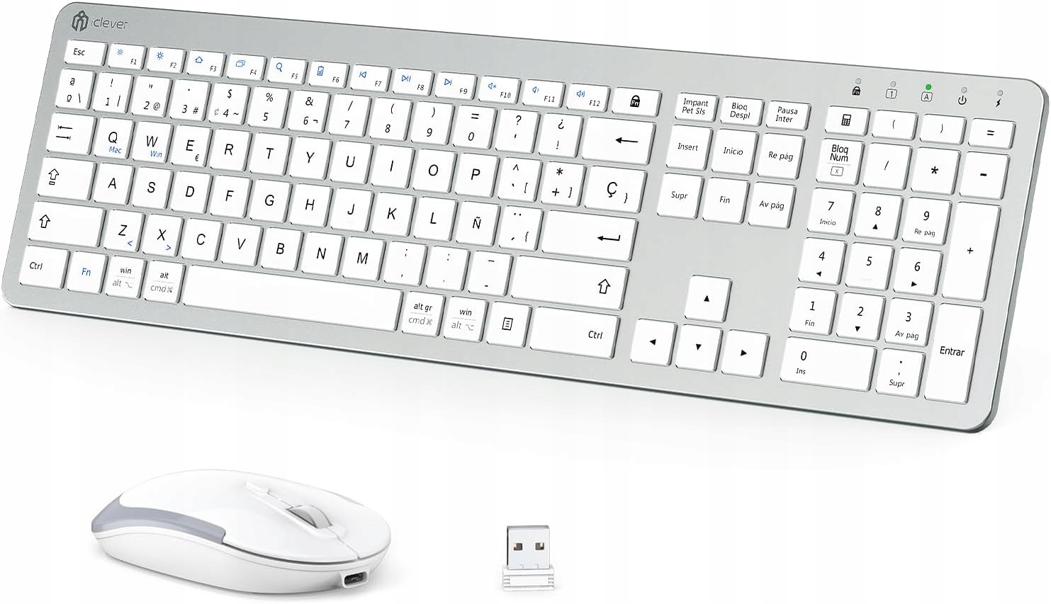 iClever GK08 Klávesnice Bezdrátová Myš 2.4GHz Usb-c Windows Mac Slim