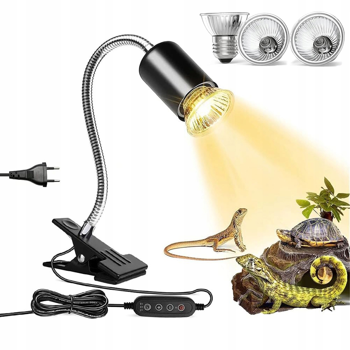 Levně Výhřevná Lampa Pro Želvy, Terária, 3 Žárovkami 50W , Výhřevná Lampa