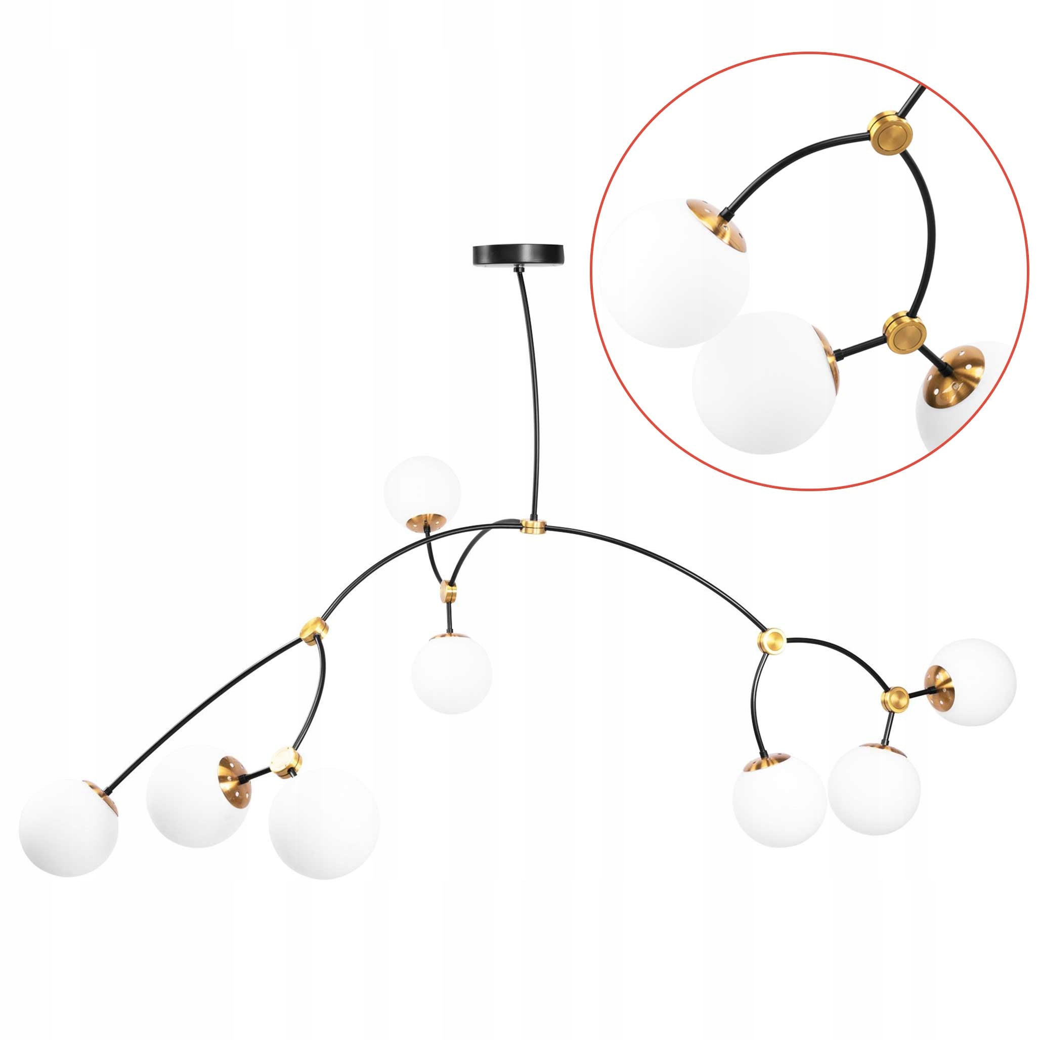 Moderná závesná lampa XXL 180 cm Zlatá čierna 8xG9 Geometrická