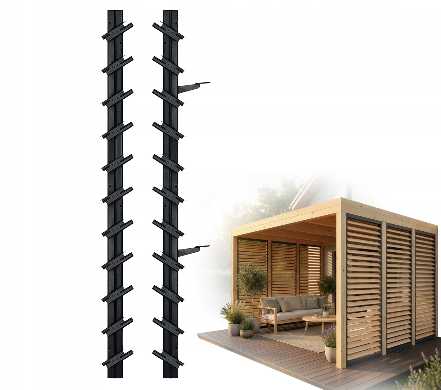 Pohyblivé Dosky Mechanizmus Shutters Čierne Terasové Žalúzie Oceľové 100 CM
