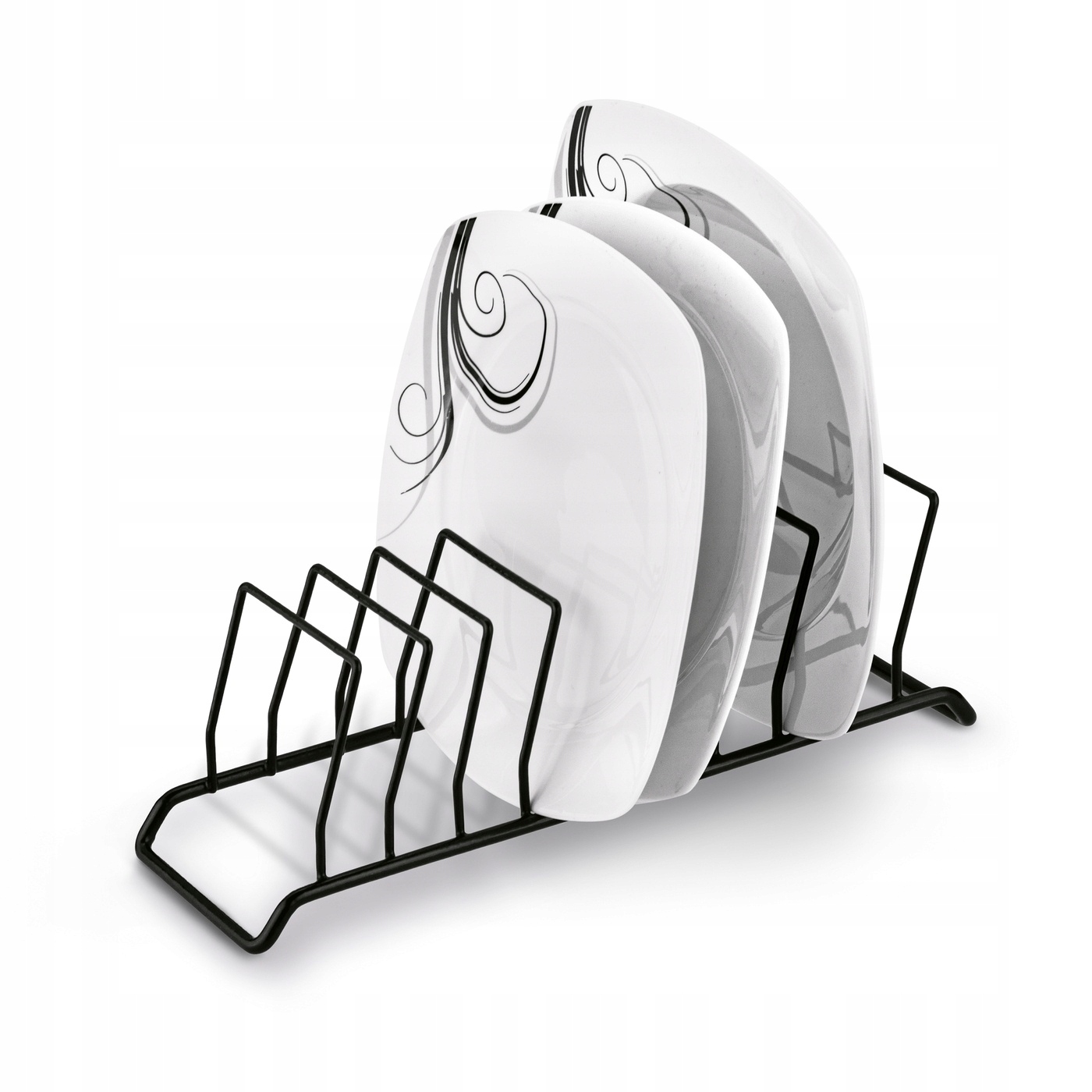 Poziomy STOJAK NA TALERZE czarny metalowy ORGANIZER NA POKRYWKI 28x9 cm