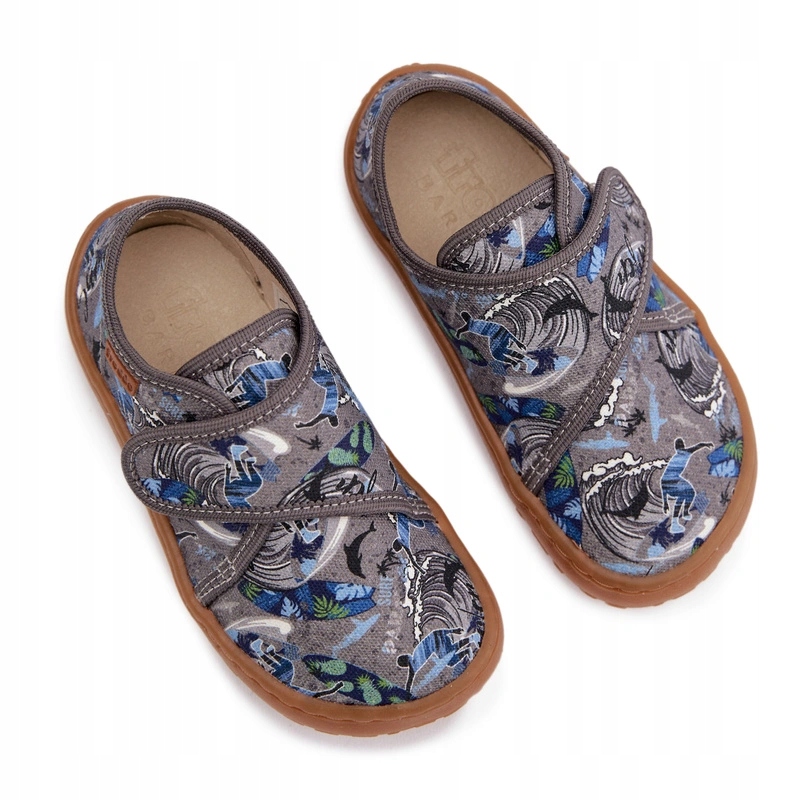 Kapcie Dziecięce Chłopięce Surfer Barefoot Rzep Froddo G1700438-7 Szare 33