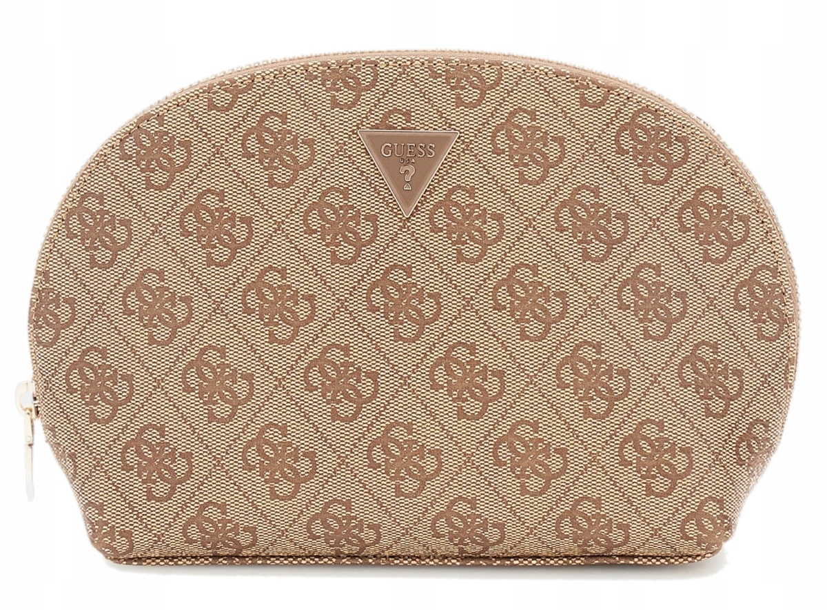 Kosmetyczka Damska Logowana Beżowa Modna Dla Kobiety Guess
