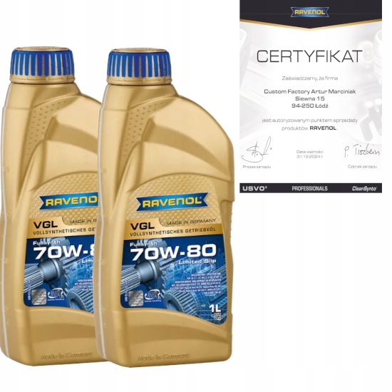 RAVENOL VGL 70W80 2L - OLEJ PRZEKŁADNIOWY API GL-5 + LS, BMW G3 G4