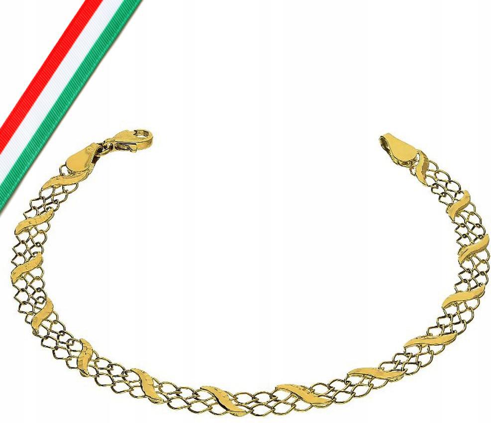 Zlatý náramek 585 s ažurovou síťkou s vlnkami 3,16 g jako dárek 14kt