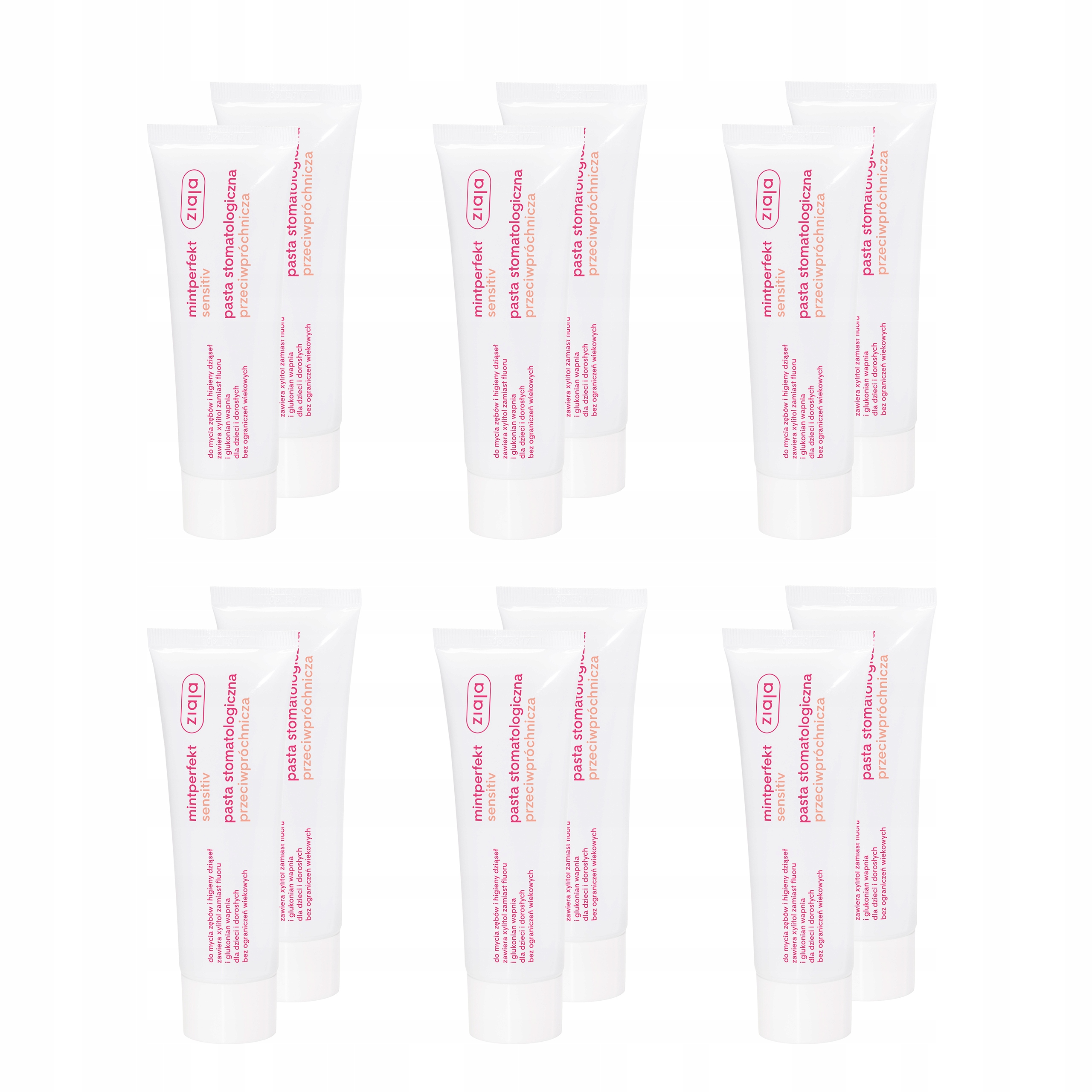 12x Pasta do zębów bez fluoru przeciwpróchnicza Ziaja Mintperfekt 75 ml