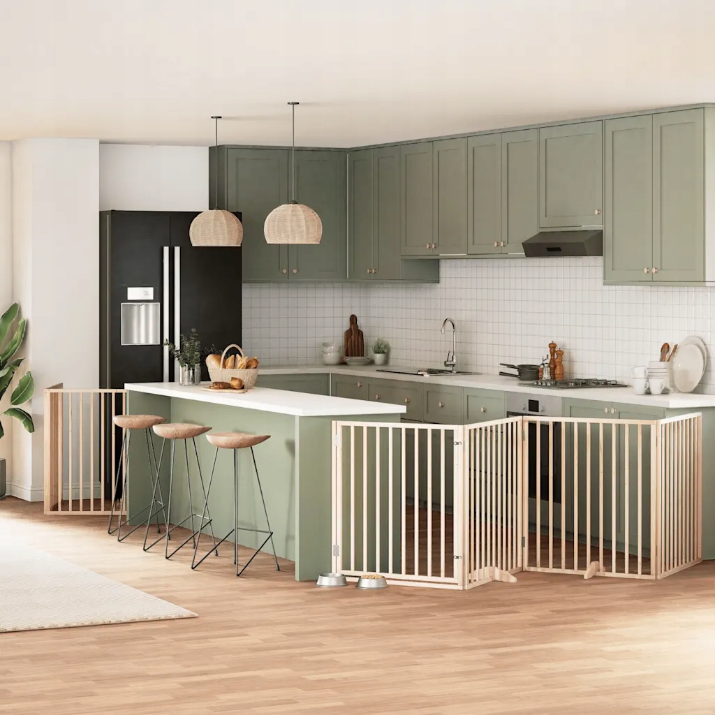 Zábrana pro psy s dvířky skládací 6 panelů 480 cm topol Hnědá 3155557