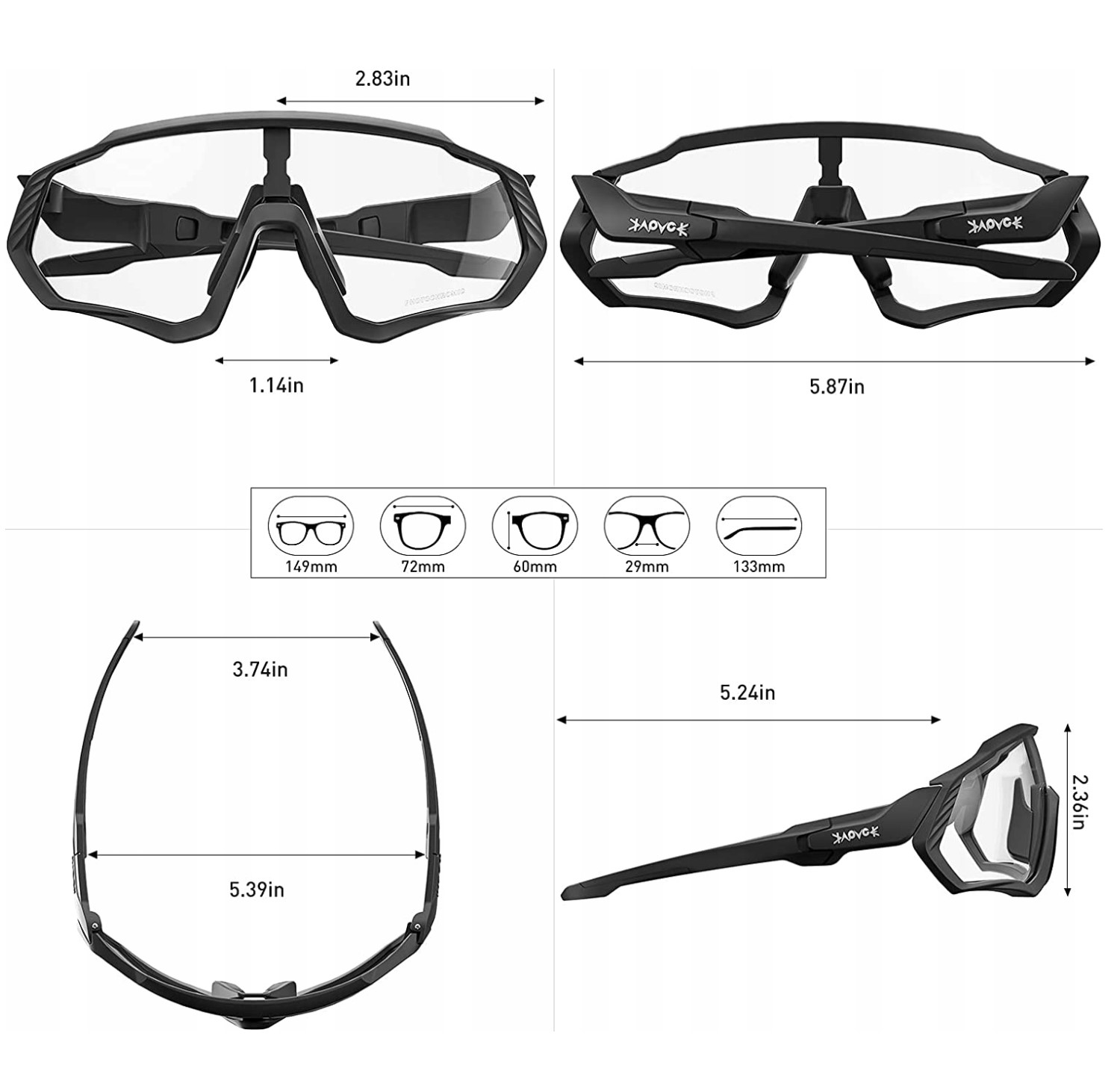 OKULARY ROWEROWE SPORTOWE NA ROWER FOTOCHROMOWE UV400 FOTOCHROMEM Kod producenta PC-KE9408
