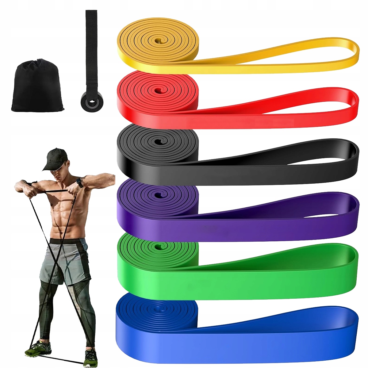 Zestaw 6 Gum Do Ćwiczeń Power Band Mocna Guma Oporowa Do Treningu Fitness