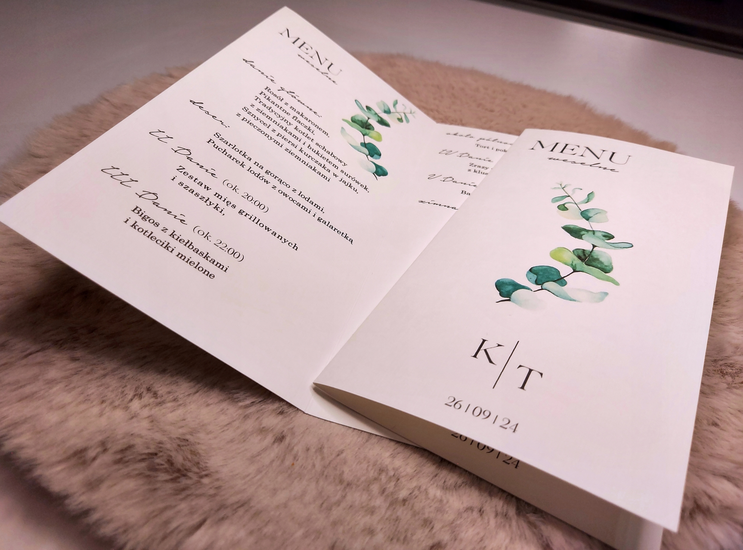 menu weselne minimalistyczne eukaliptus Szerokość produktu 21 cm