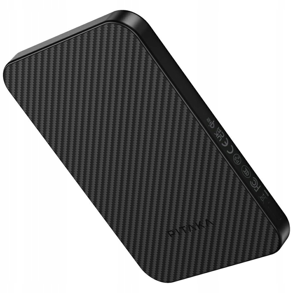 Powerbanka Pitaka Aramid Fiber 5000mAh Qi2 MagSafe černo-šedá