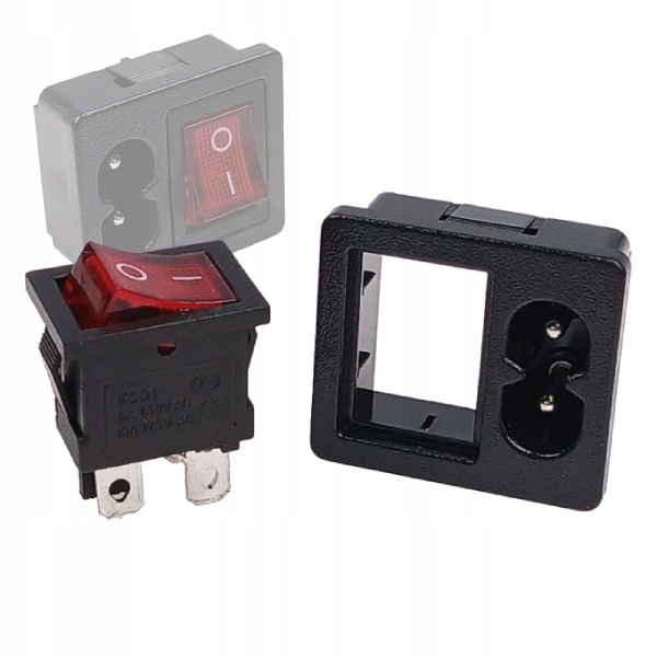 Gniazdo Zasilające AC IEC Wyłącznik Męskie Ósemka do Obudowy na Zatrzask