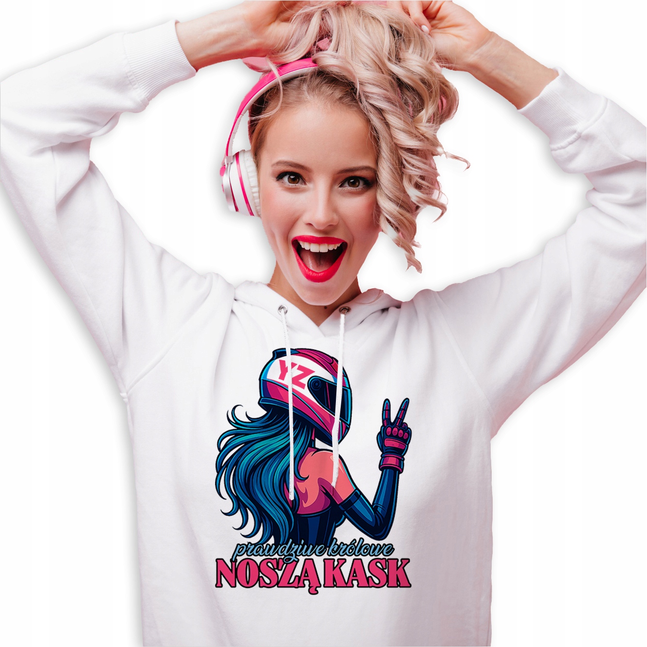Mikina S Kapucí Hoodie pro motorkářku Skutečné královny nosí přilbu S