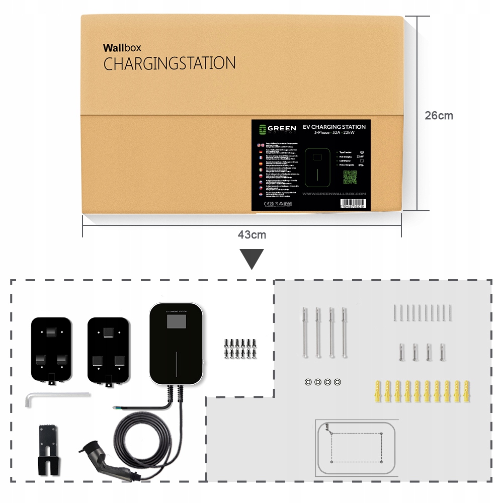 Green Wallbox - ładowarka Typ 2 11 kw RFID Marka Green Wallbox