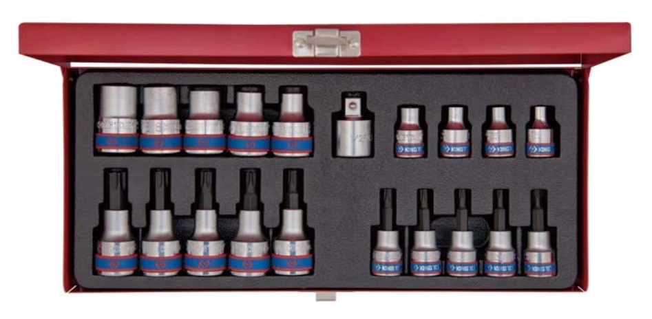 Nástavce Bity Torx E6-E20 T10-T55 1/2 3/8 20ks King Tony 7120PR