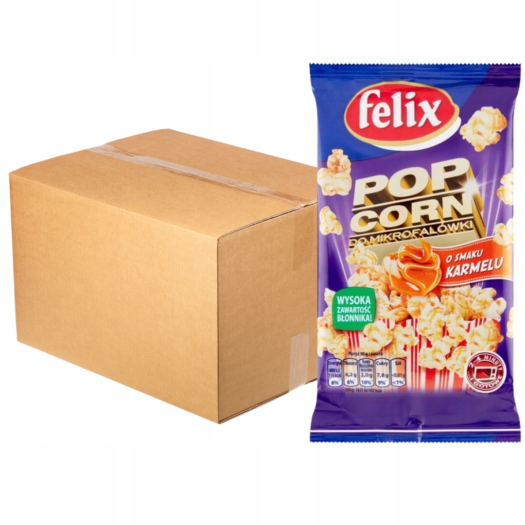 Levně Felix Popcorn do mikrovlnné trouby s příchutí karamelu 90 g x 24 kusů