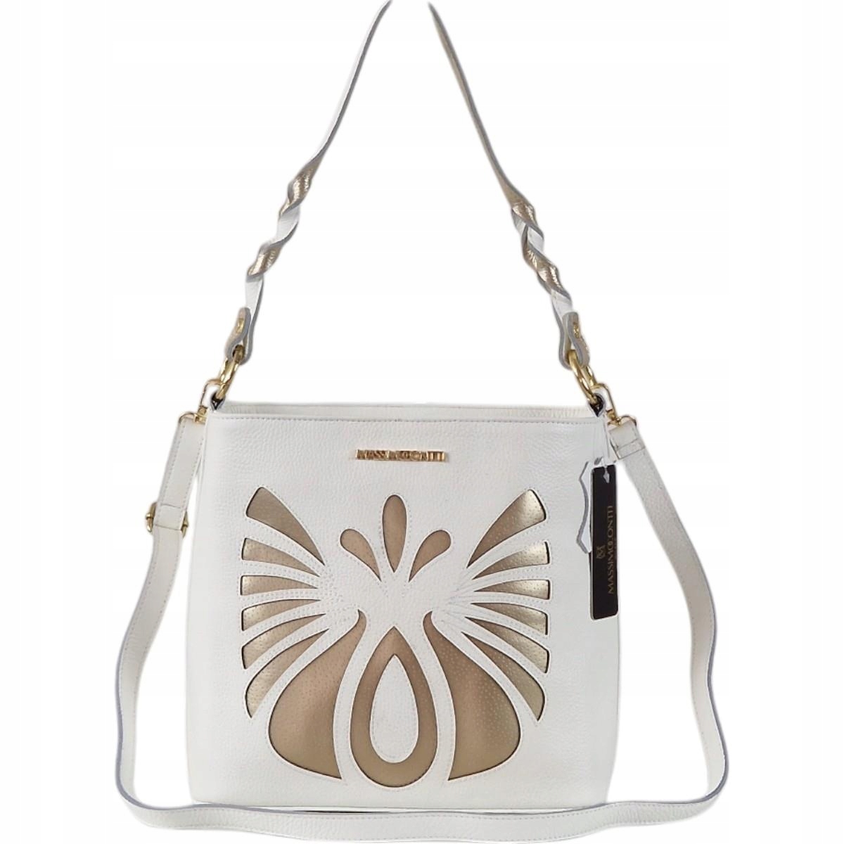 Massimo Contti kabelka klasická přírodní kůže bílá motýl