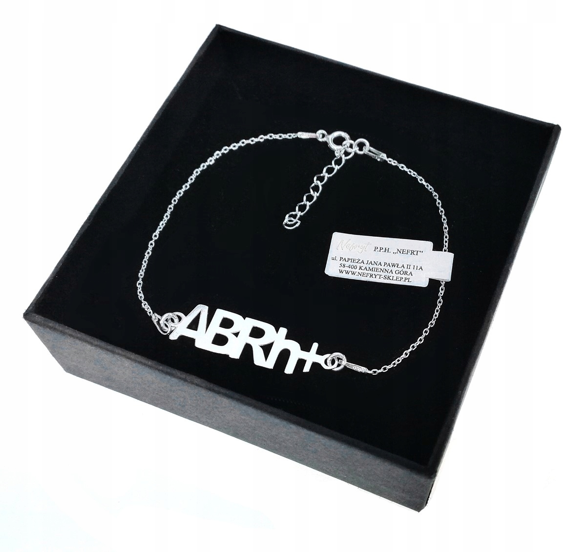 

Bransoletka srebrna grupa krwi Ab Rh+