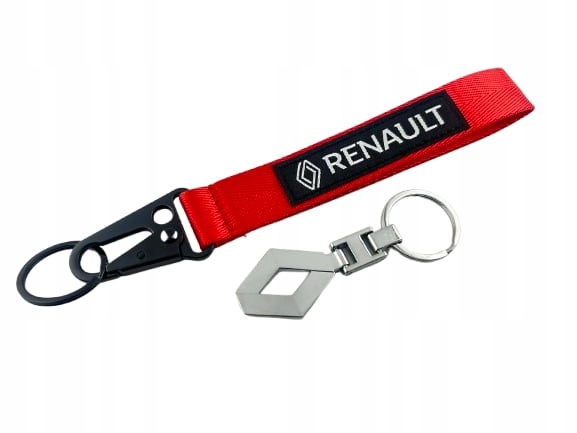 Renault Zestaw Brelok Breloczek Metalowy Do Kluczy Smycz Czerwona