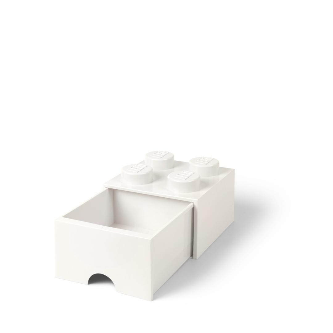 Lego(r) kontejner kostka s zásuvkou čtyřka bílá Nhg