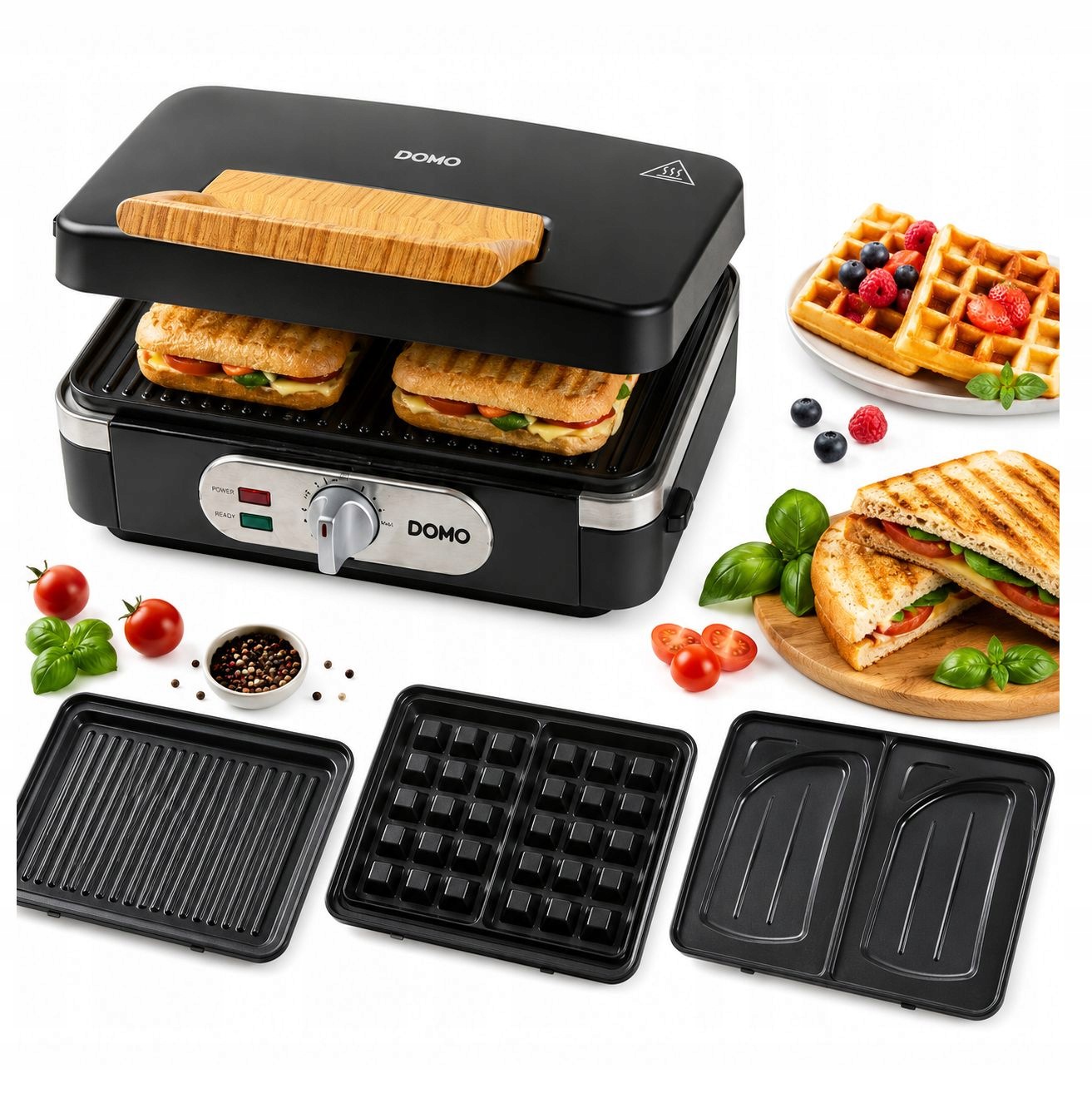 Domo DO9278C Vaflovač sendvičovač grilu, regulácia teploty
