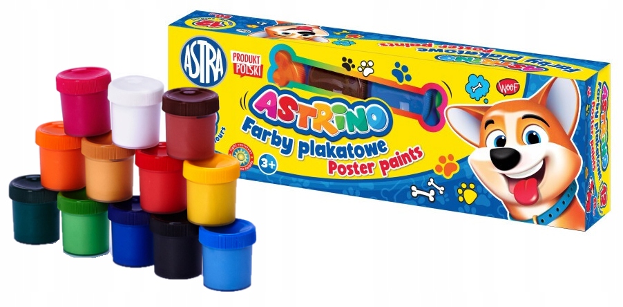 Farby plakatowe szkolne 12 kolorów 20 ml - Astrino