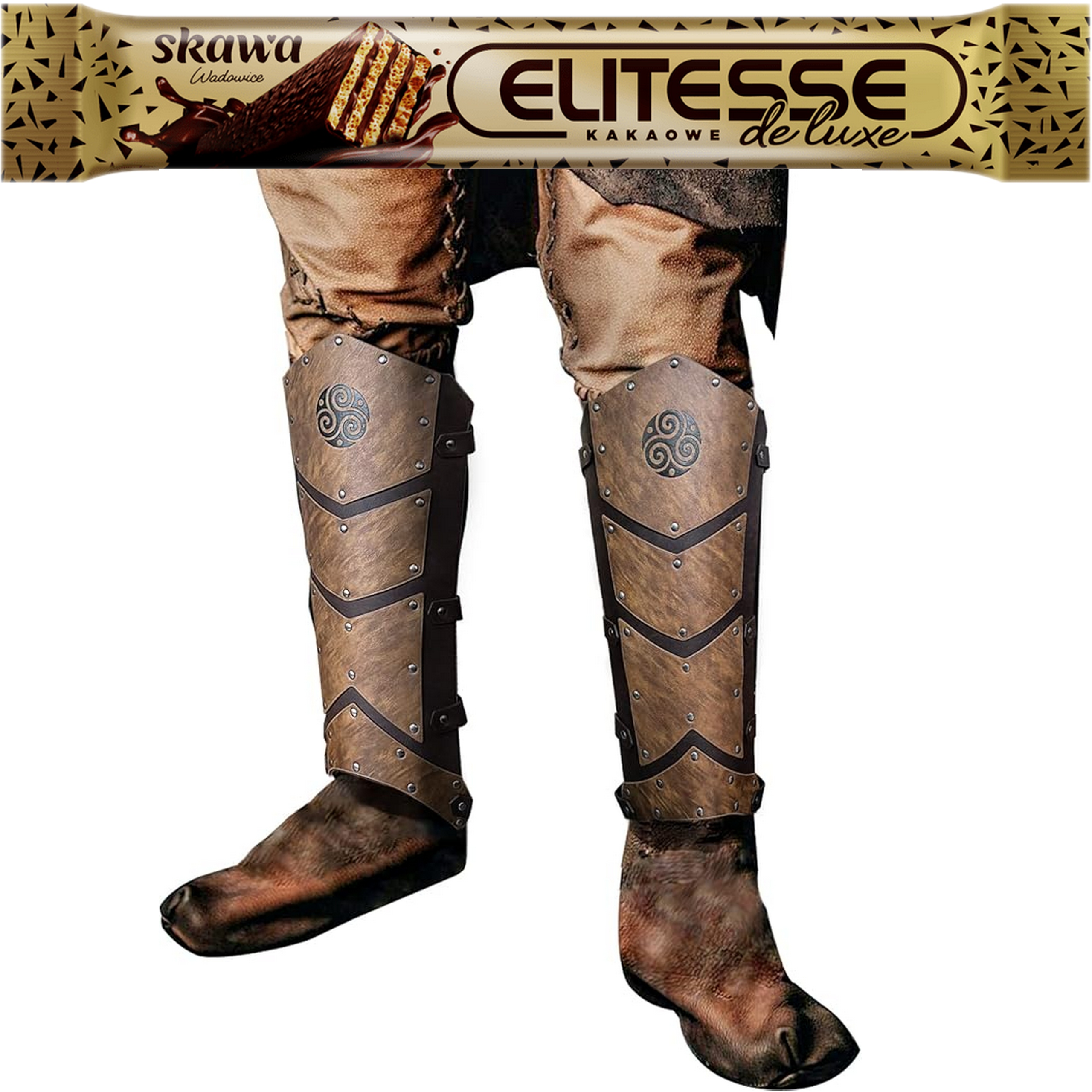 Kolejnice na nohy HiiFeuer Zbroj Larp Cosplay Eko kůže Středověk