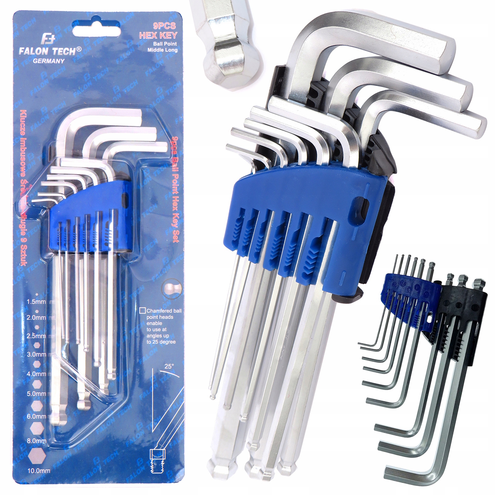 Klucze Imbusowe "L" Z Kulką Imbusy Hex Krótkie CrV 1-10 mm 9 Sztuk