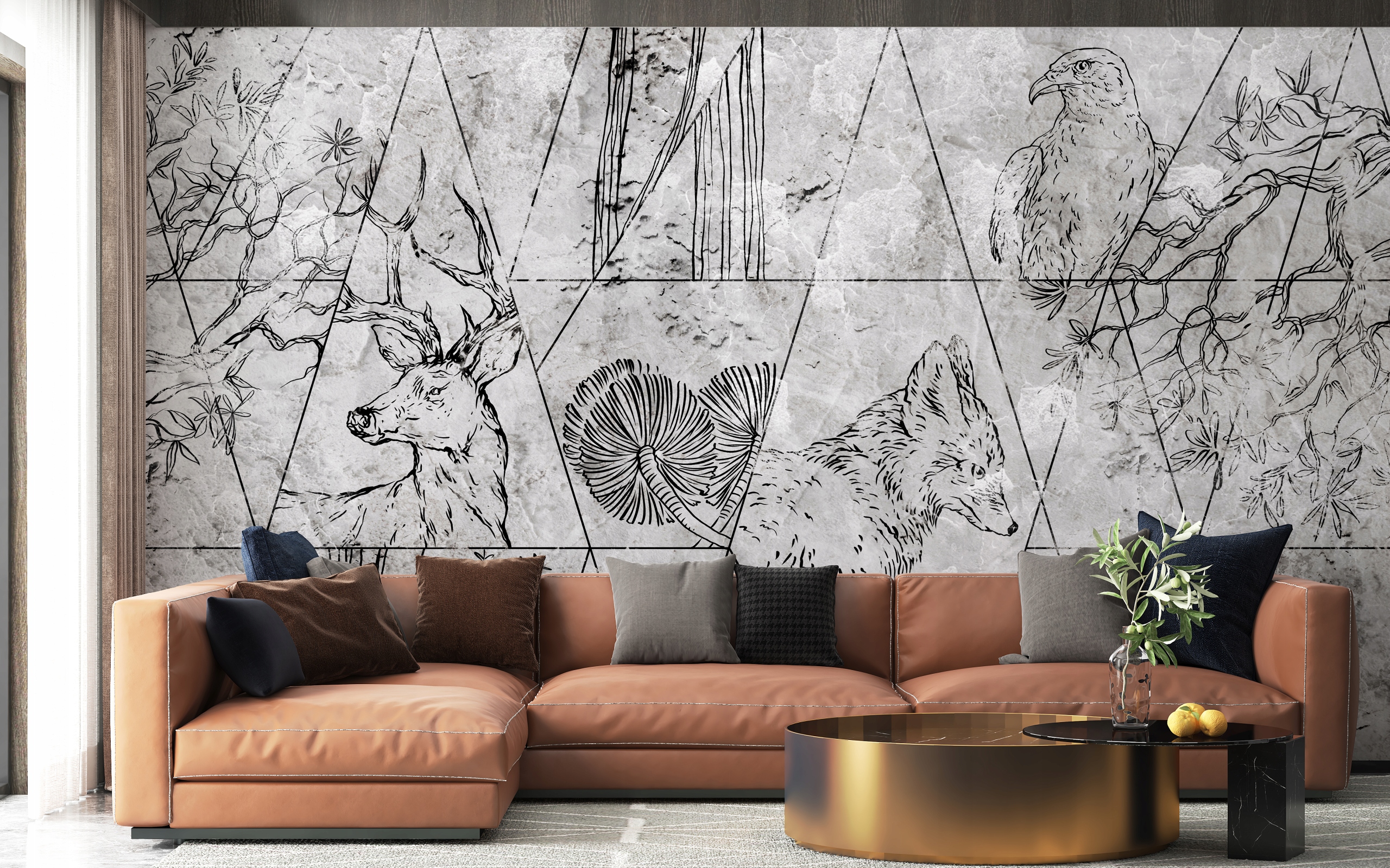 Fototapeta Lesní geometrie 200x255 struktura 350 g