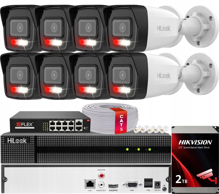 Sada pro monitorování Ip 8 Mpx Hikvision 8 kamer PoE HiLook Aplikace 2TB