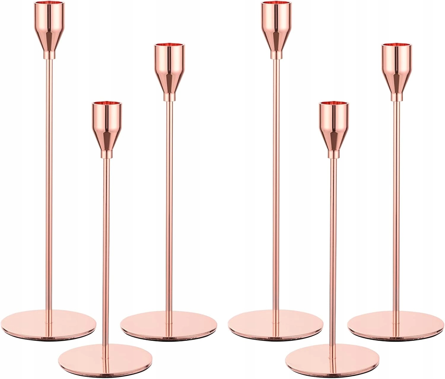 6-BALENÍ Vysokých Kovových Svícnů Na Kuželové Svíčky, Růžové Zlato