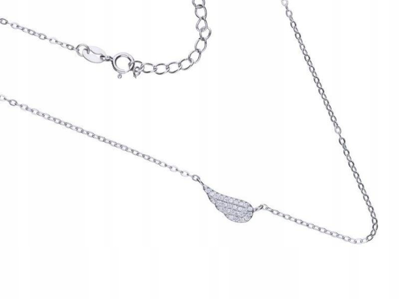 Stříbrný dámský náhrdelník 925 s křídlem a zirkony a přívěskem jako dárek