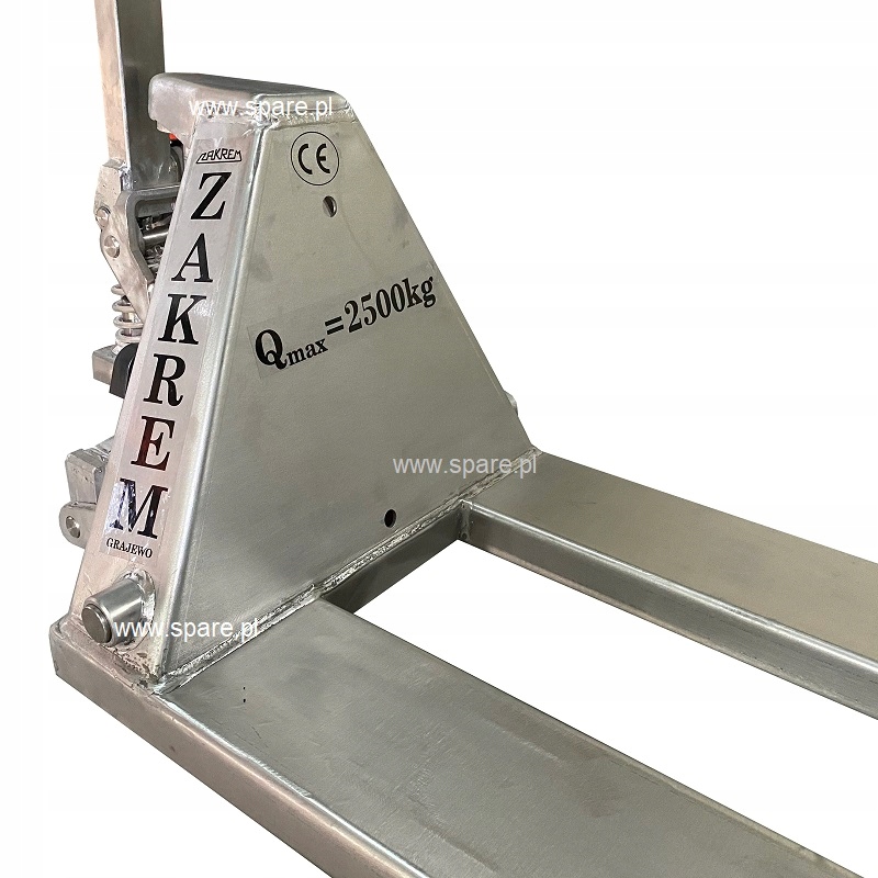 Nierdzewny wózek paletowy, paleciak WRU4-2500. Wózek widłowy ręczny INOX Marka Zakrem