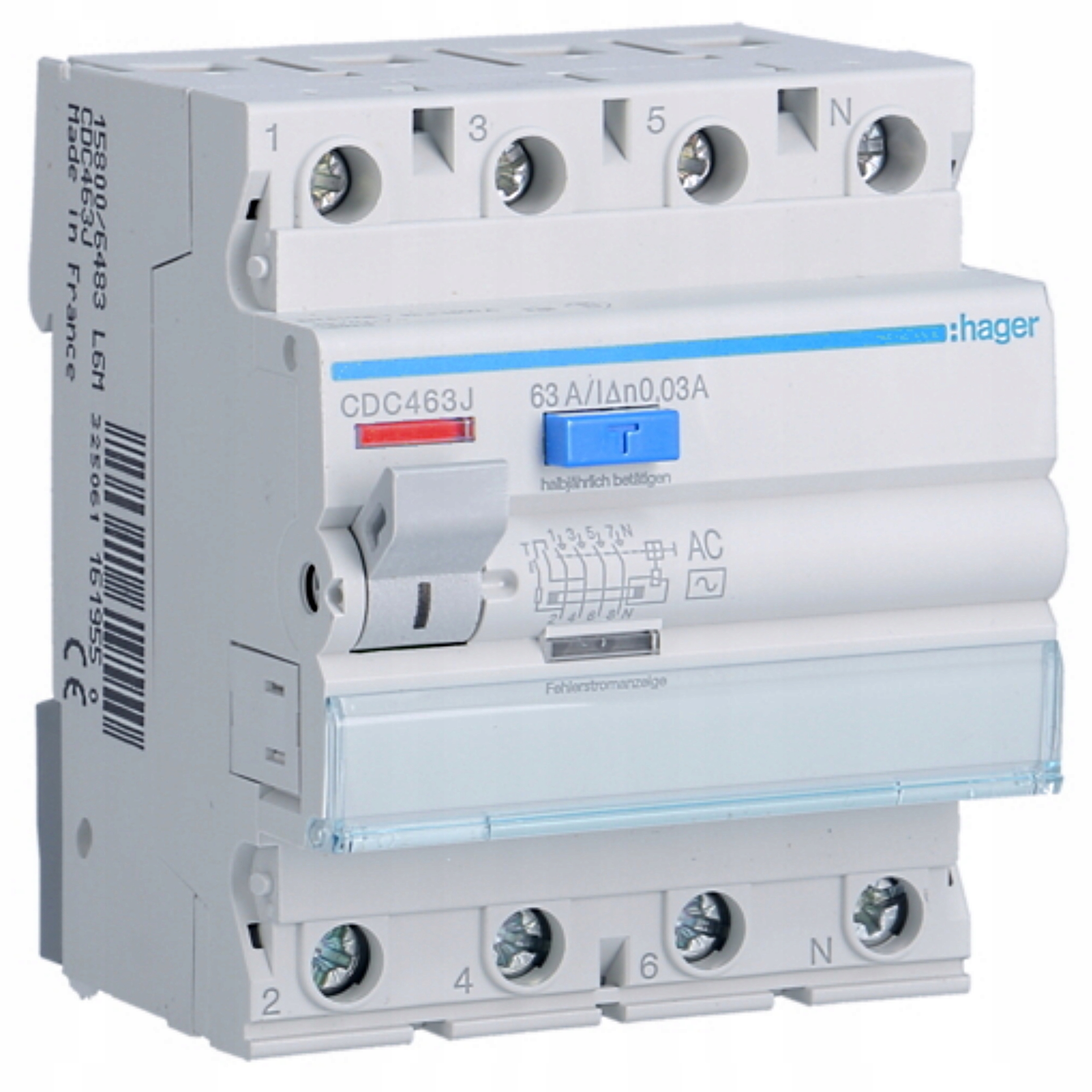 Prúdový istič 4P 63A/30mA Typ Ac Rccb