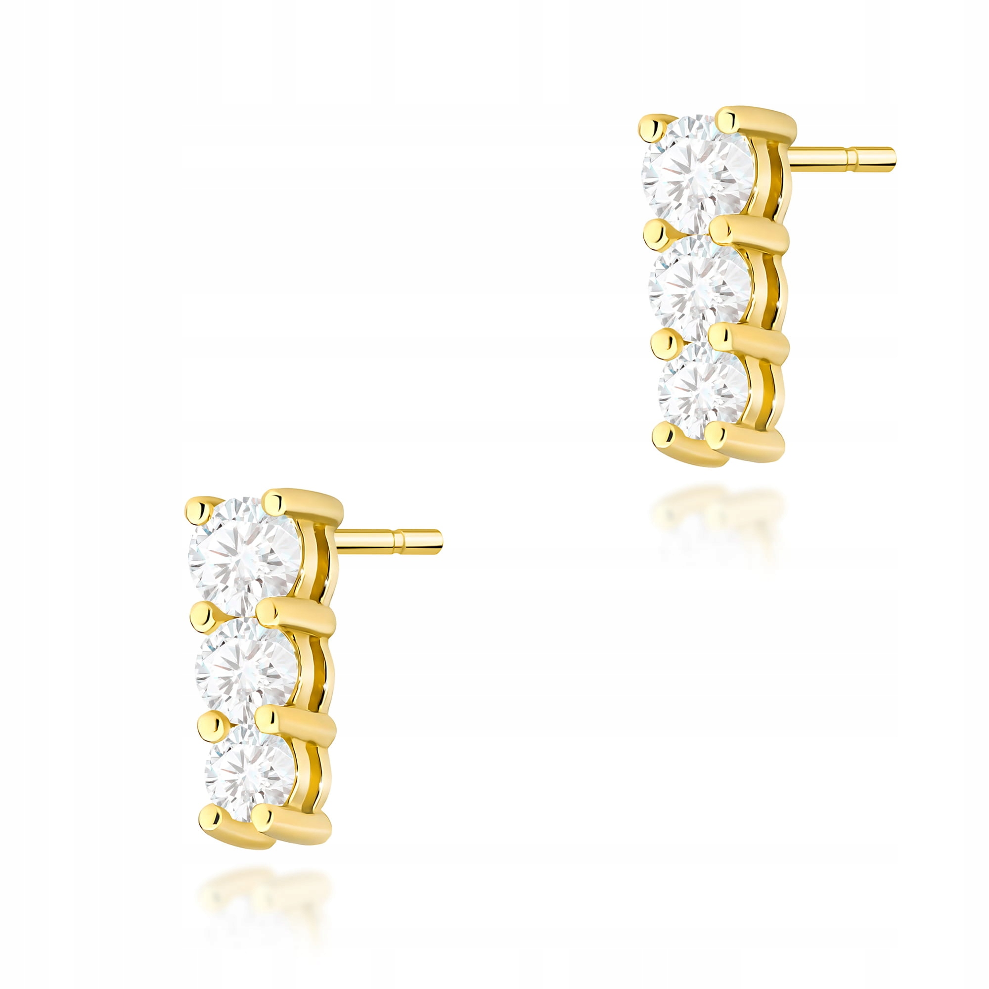 Náušnice ze zlata ryzosti 585 s diamanty, čárky, tyčinka 1,6 g Valentýn