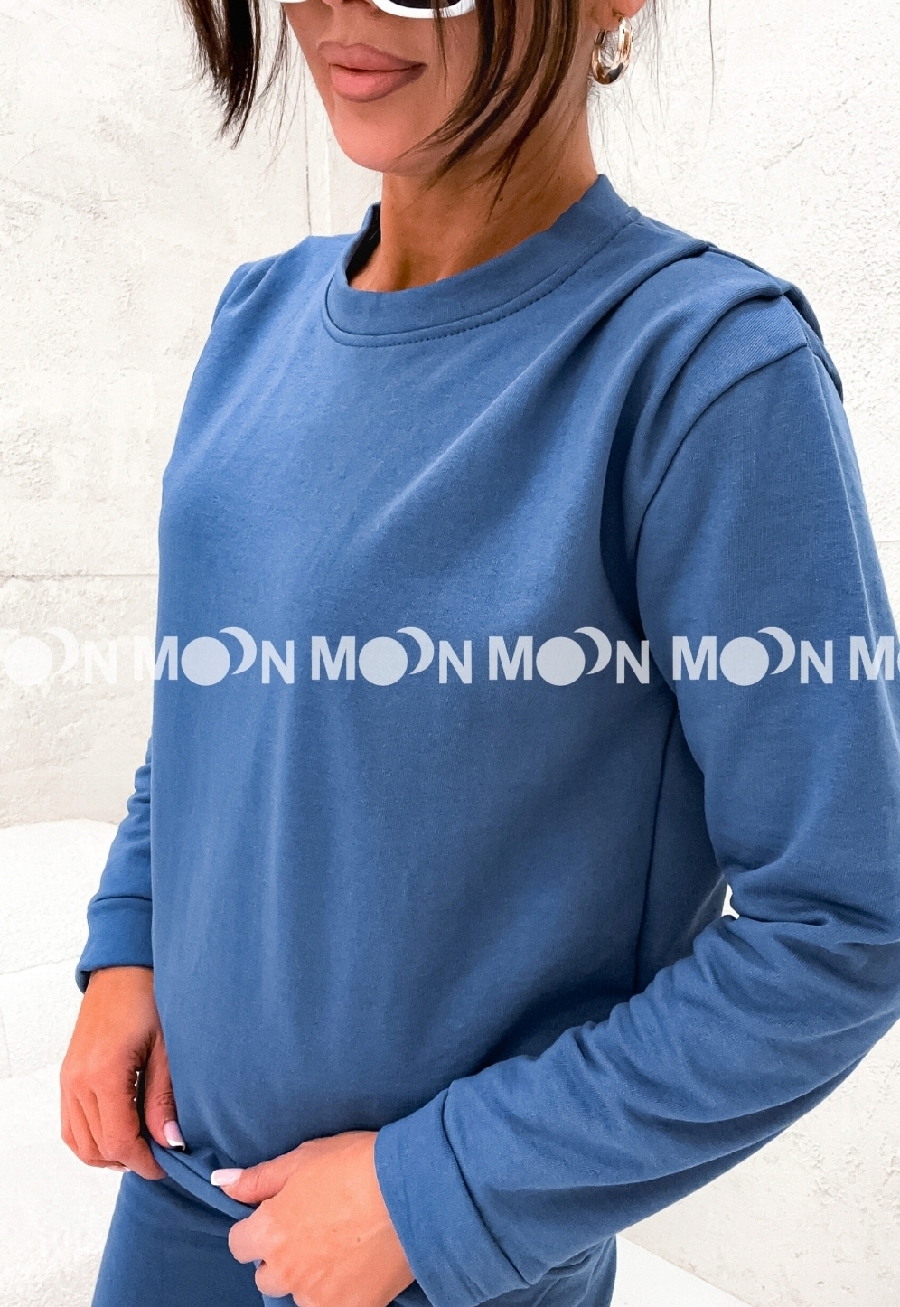 DRES DAMSKI BAWEŁNIANY KOMPLET DRESOWY Z MARSZCZENIEM POLSKI NIEBIESKI M 38 Rozmiar M