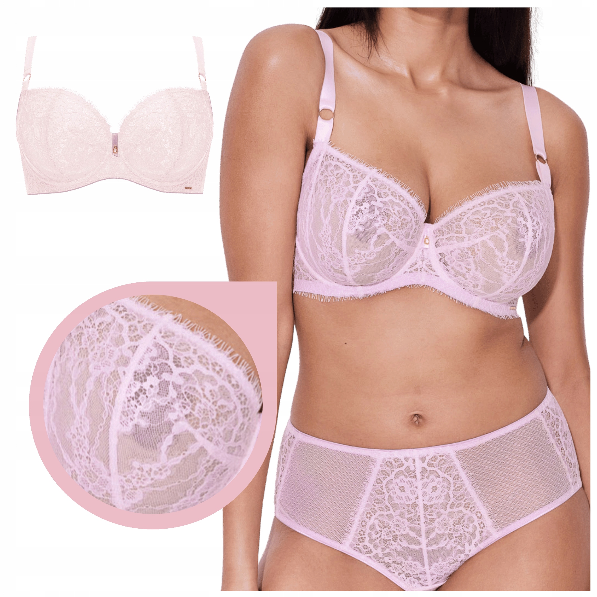 Alles Hush Blush M měkká podprsenka soft bardotka krajka světle růžová 95C